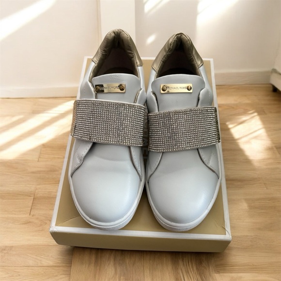 Michael Kors Kids Glitter Strap Sneakers - White and Gold - Picture 7 of 8